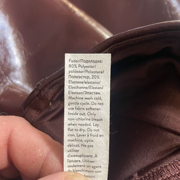 Spanx Leggings Faux Patent Leather Ruby Glossy Sz Medium High‎ Waist Stretch NEW - Picture 6 of 10